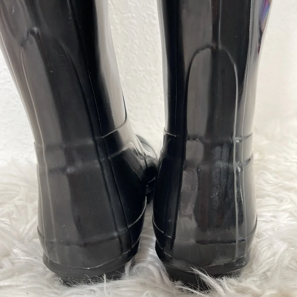 HUNTER Original Tall Black Gloss Rain Boots Waterproof 
Size 7 New - Picture 9 of 16